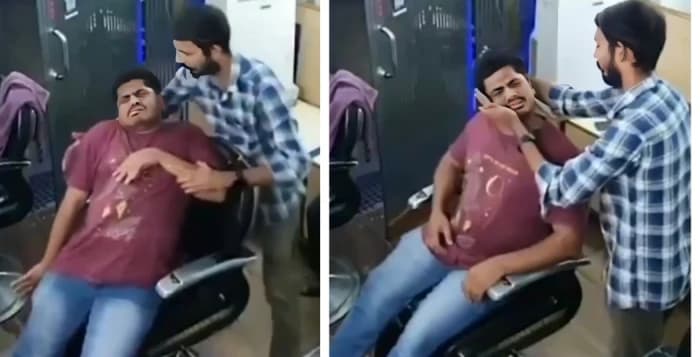 حلاق يطق رقبة زبون بعد المساج ويصيبه بالشلل | فيديو