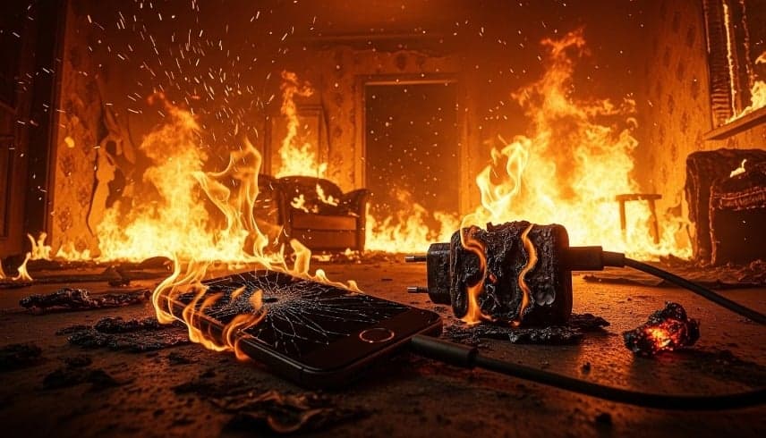 شاحن هاتف يشعل حريقاً هائلاً في مبنى بالعراق