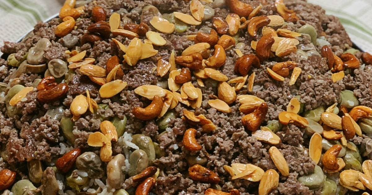 طريقة تحضير أرز الحشوة باللحمة المفرومة والمكسرات