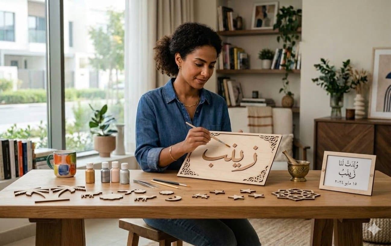 8 أفكار لصناعة لوحة اسم مولودك الخشبية بنفسك